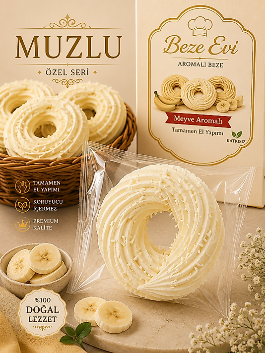 MUZLU HALKA BEZE - KOLİ İÇİ 50 ADET