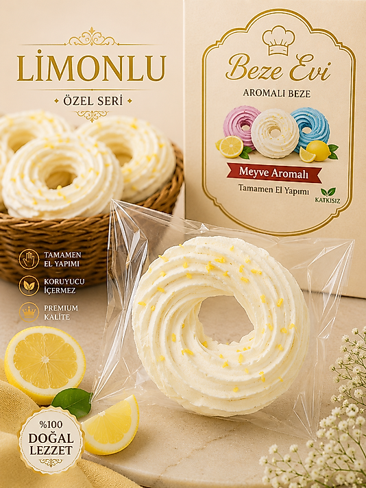 LİMONLU HALKA BEZE - KOLİ İÇİ 50 ADET