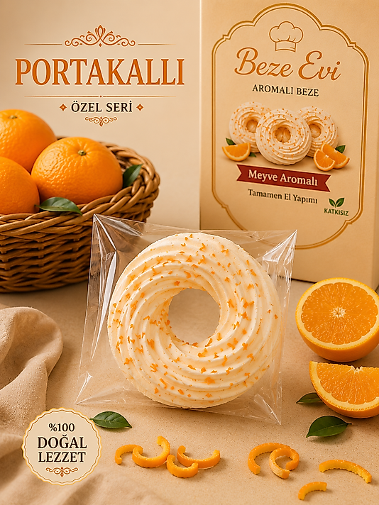 PORTAKALLI HALKA BEZE- KOLİ İÇİ 50 ADET