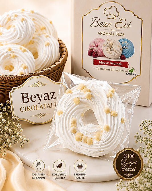 BEYAZ ÇİKOLATALI HALKA BEZE - KOLİ İÇİ 50 ADET